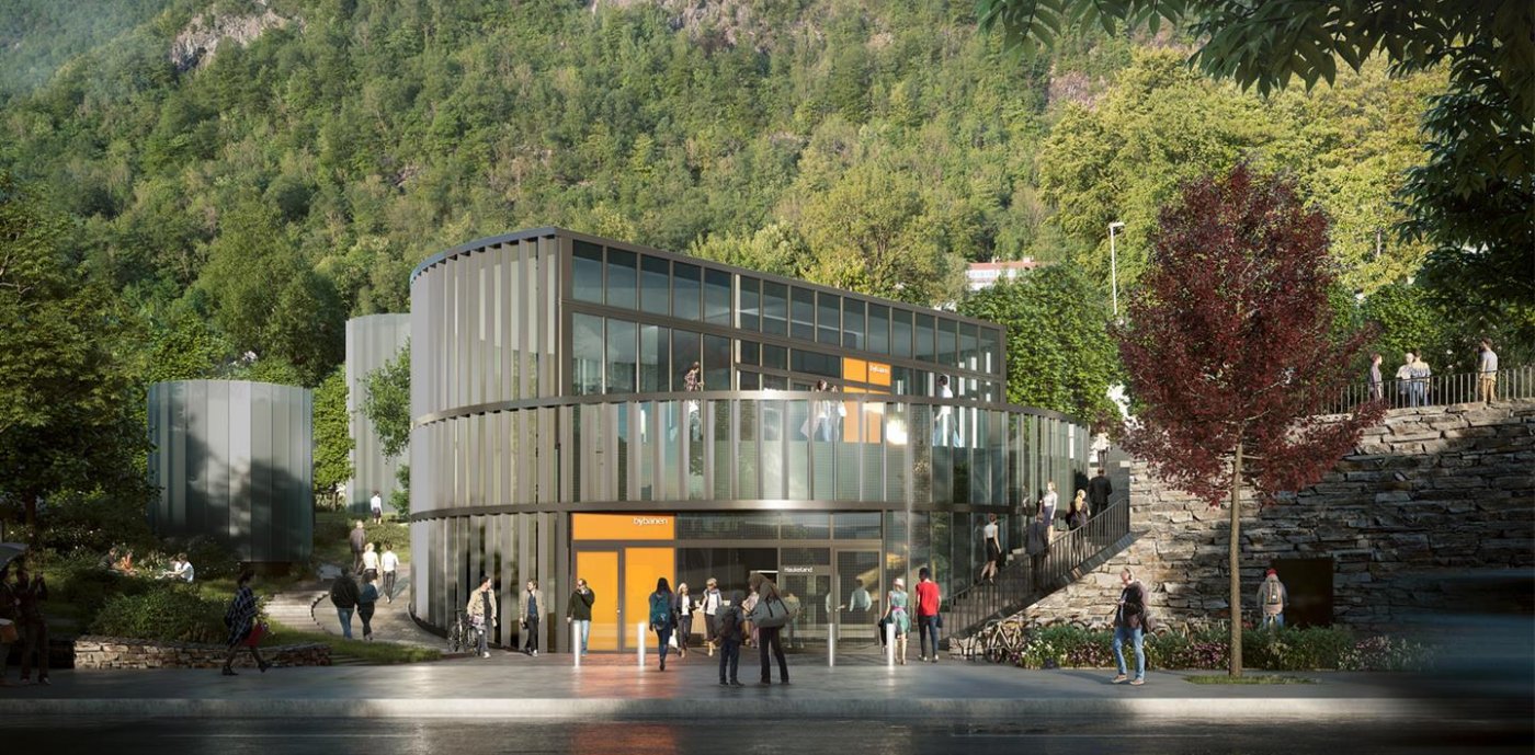 Holdeplass langs bybanen i Bergen